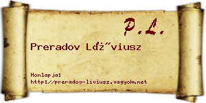Preradov Líviusz névjegykártya